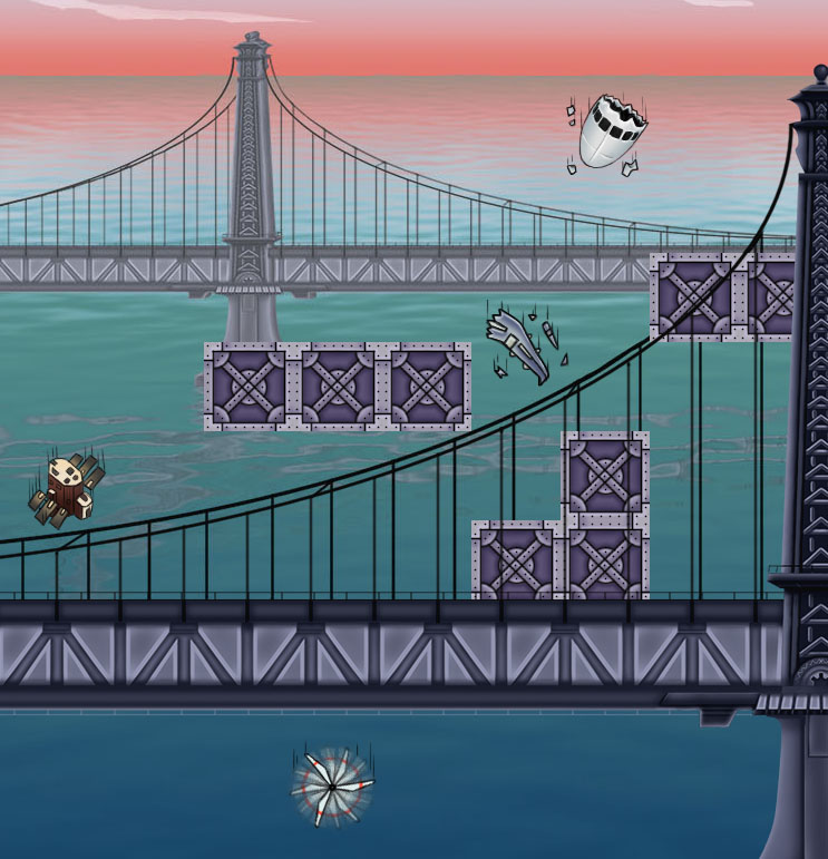 Bridge over River / Airplane Parts falling from sky - Tiles - 2D Game Art in Portfolio